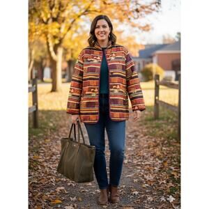 VTG Silk Quilted Shirt Jacket cottagecore Boho Lagenlook fall Size L-Fits XL/XXL